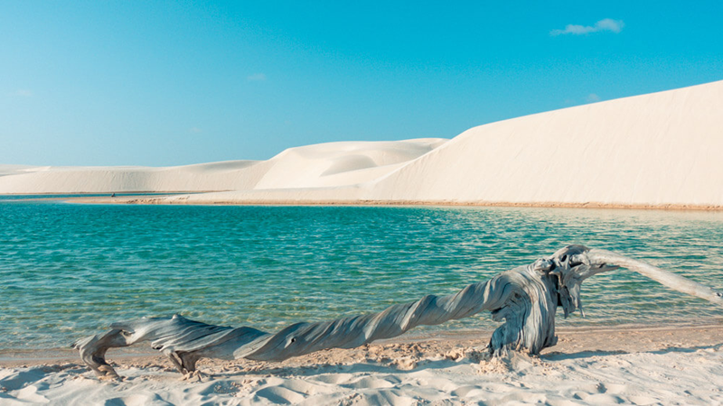 White dunes and blue freshwater lagoons of Lençóis Maranhenses, Maranhão